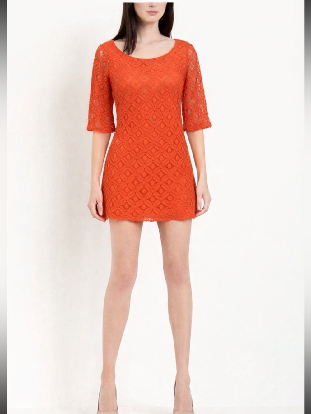 NWOT Francesca's Collections Orange Lace Mini Dress Boho Cottagecore coquette